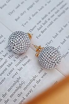 White Finish Zirconia Stud Earrings