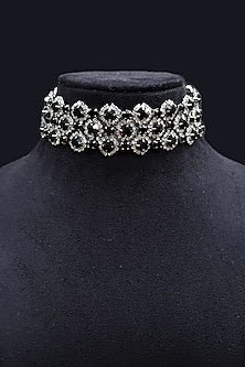White Finish Zirconia & Crystal Choker Necklace