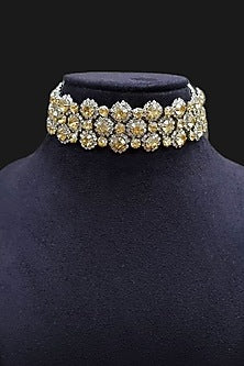 White Finish Zirconia & Crystal Choker Necklace