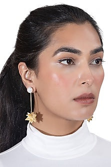 Gold Plated Freshwater Pearl Dangler Earrings