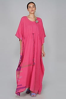 Pink Kaftan With Drawstrings