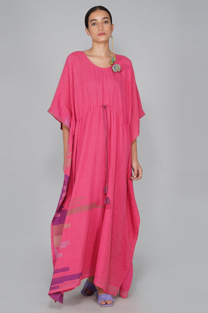 Pink Kaftan With Drawstrings