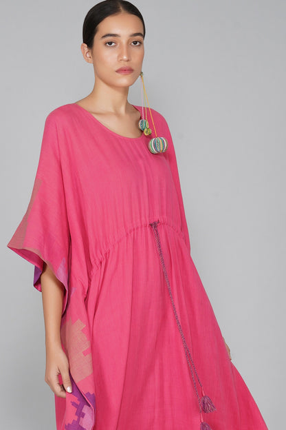 Pink Kaftan With Drawstrings