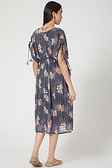 Grey Kimono Kaftan With Drawstrings
