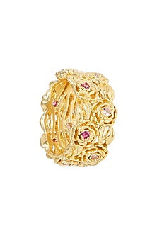 Gold Plated Pink Cz Ring