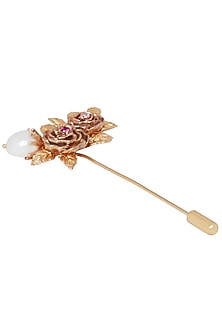 Gold Plated Pink Cz Brooch