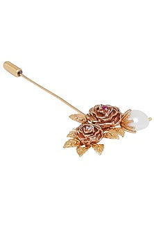 Gold Plated Pink Cz Brooch