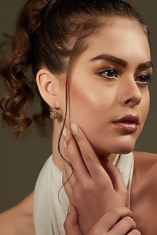 Gold Plated Earrings With Pink Cz