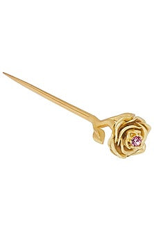 Gold Plated Rose Hair Stick With Swarovski