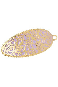 Gold Plated Lilac Enameled Hair Clip