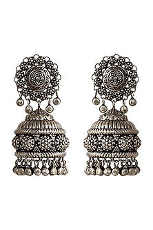 Black Rhodium Finish Jhumka Earrings