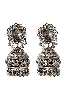 Black Rhodium Finish Jhumka Earrings