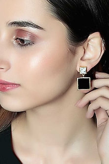 Gold Finish Onyx Earrings