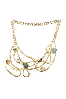 Gold Plated Green Amethyst Necklace