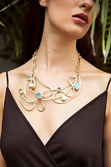 Gold Plated Green Amethyst Necklace