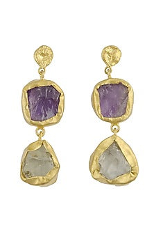 Gold Plated Green Amethyst Earrings