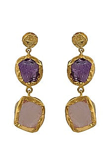 Gold Plated Rose Quartz Earrings