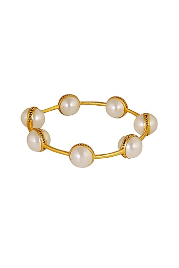 Gold Plated Pearl Bangle