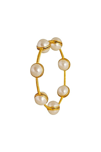 Gold Plated Pearl Bangle