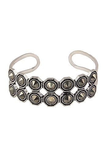 Black Rhodium Finish Pyrite Bracelet