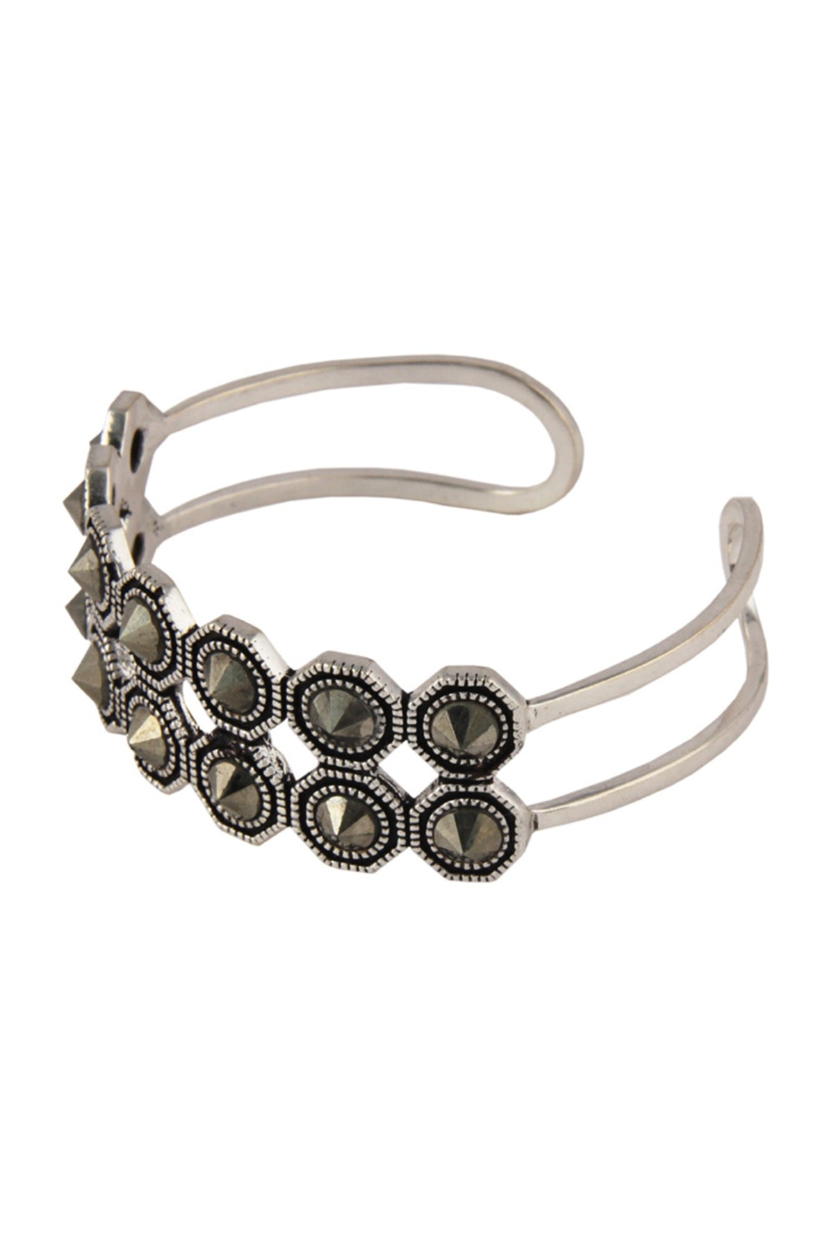 Black Rhodium Finish Pyrite Bracelet