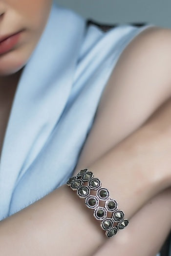 Black Rhodium Finish Pyrite Bracelet