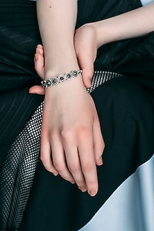 Black Rhodium Finish Pyrite Bangle