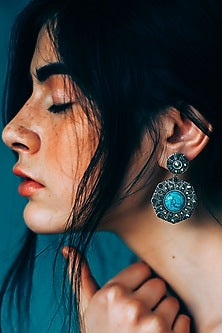 Black Rhodium Finish Pyrite Earrings