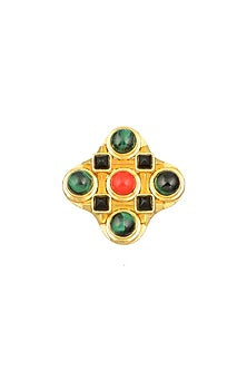 Gold Finish Coral Brooch