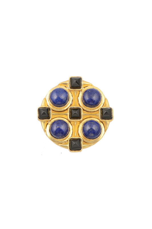 Gold Plated Blue Lapis Brooch