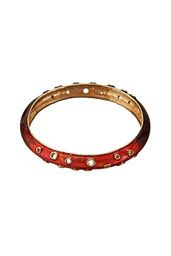 Gold Finish Orange Enamel Bangle