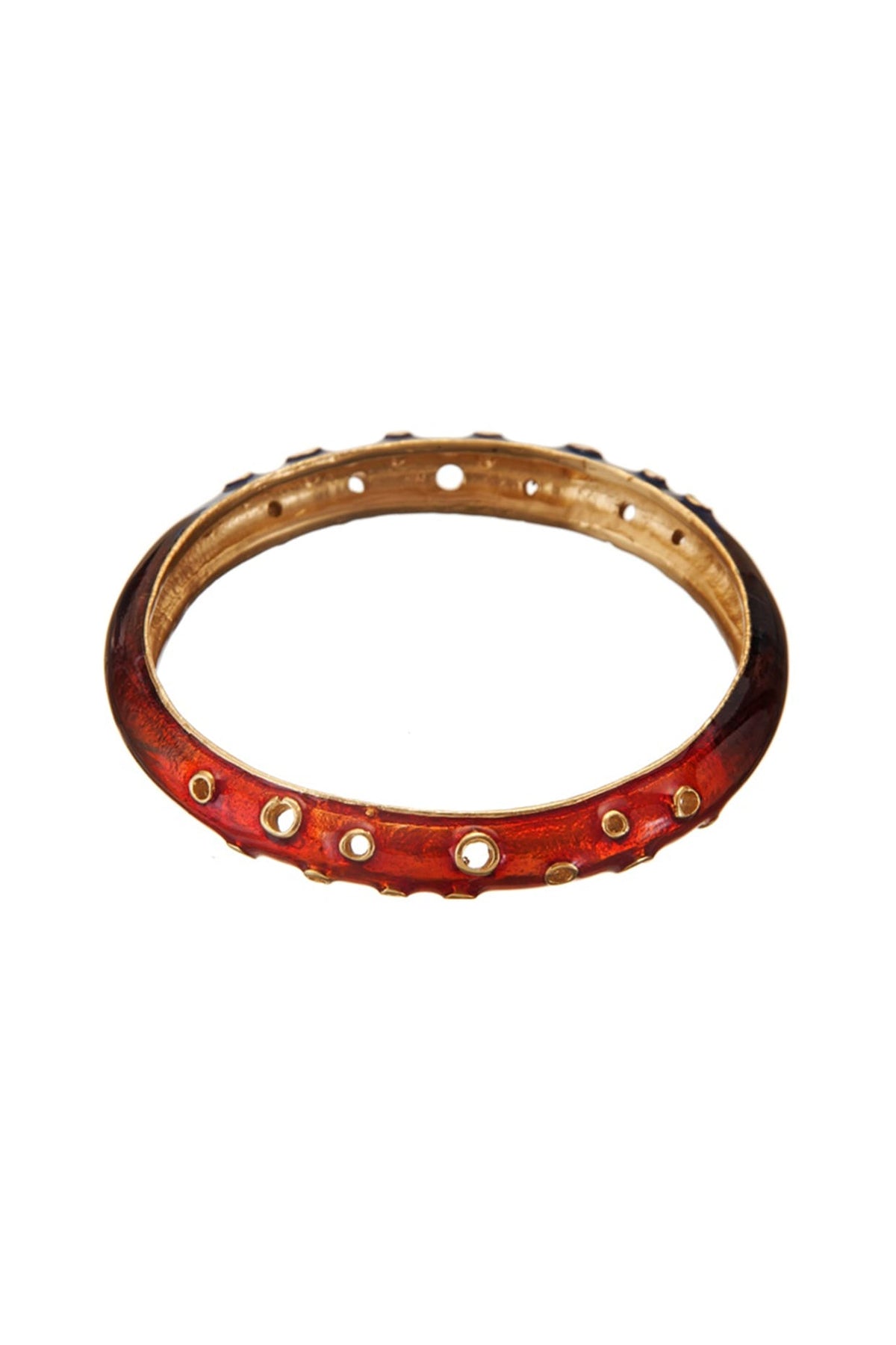 Gold Finish Orange Enamel Bangle