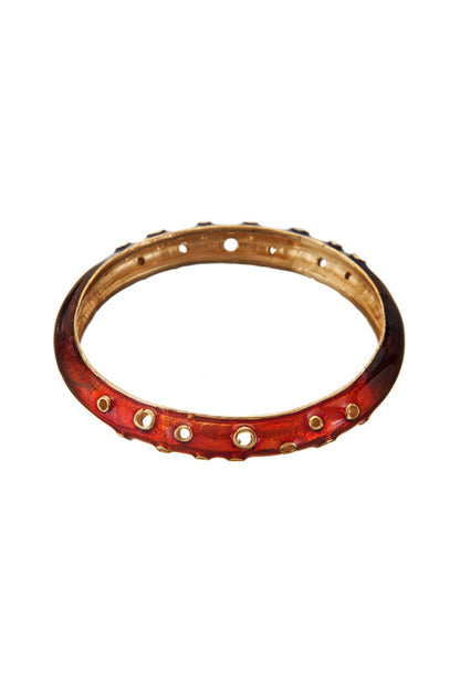 Gold Finish Orange Enamel Bangle