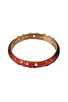 Gold Finish Orange Enamel Bangle