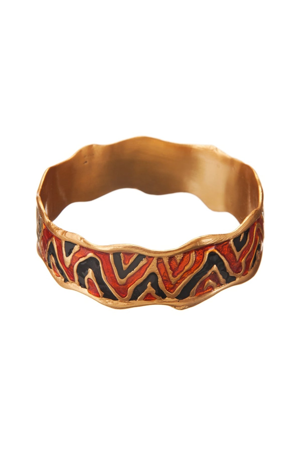 Gold Finish Black Enamel Bangle