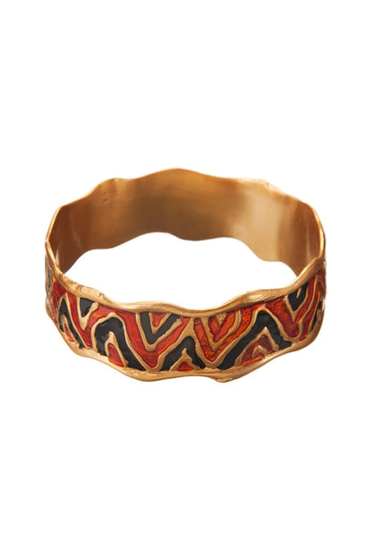 Gold Finish Black Enamel Bangle