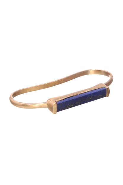 Gold Finish Blue Lapis Cuff Bracelet