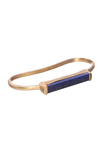 Gold Finish Blue Lapis Cuff Bracelet