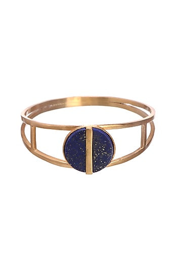Gold Finish Blue Lapis Bangle