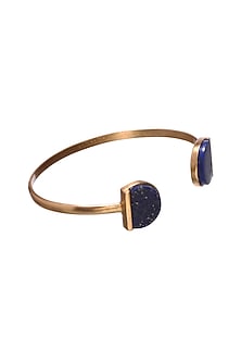 Gold Finish Lapis Bangle