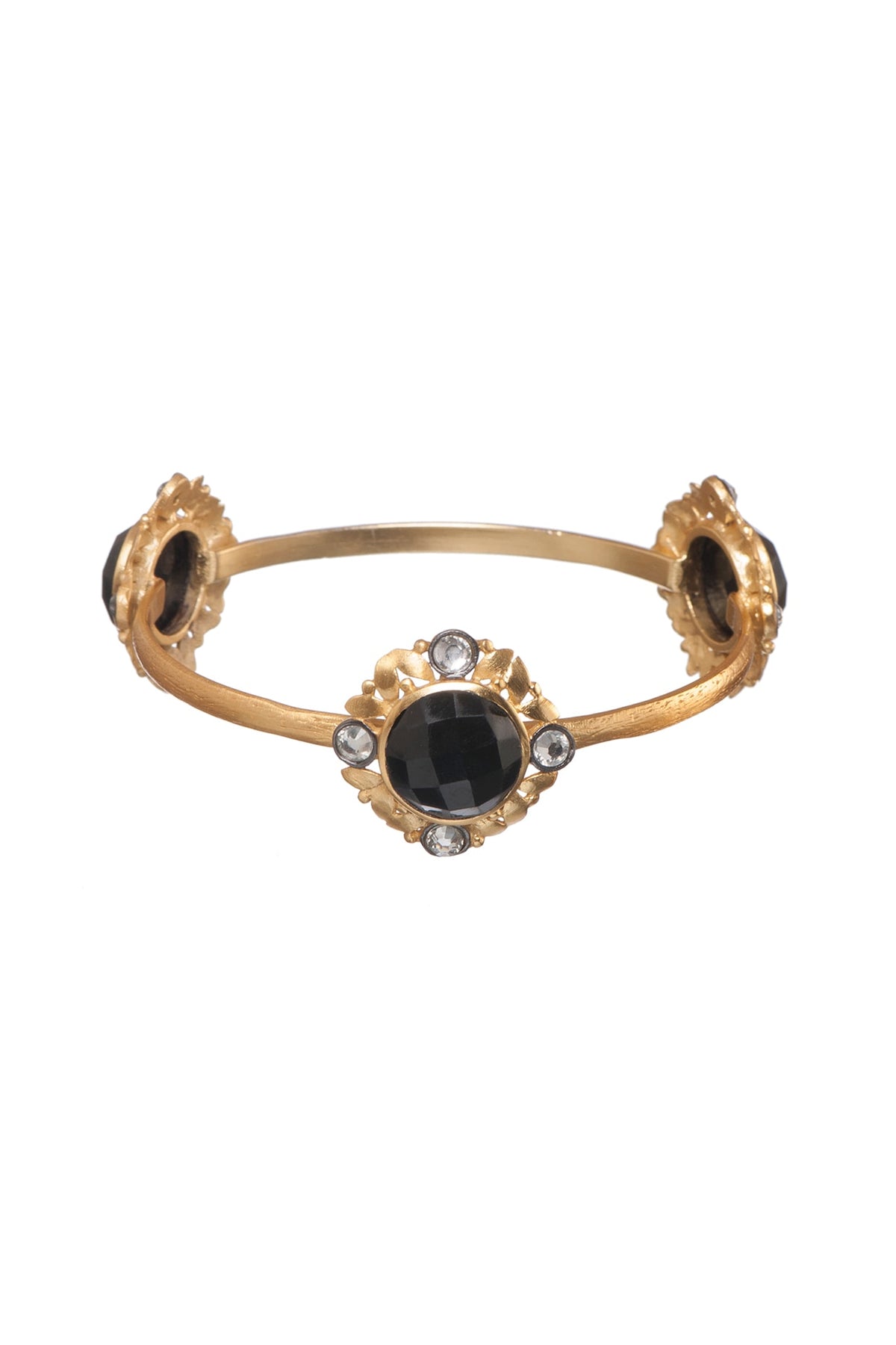 Gold Finish Onyx Bangle