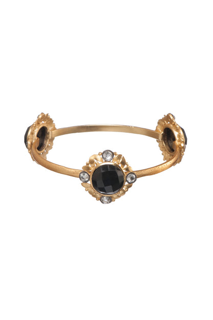 Gold Finish Onyx Bangle