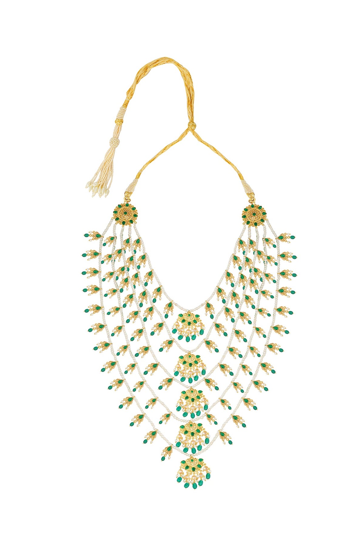 Gold Plated Green Onyx Beaded Choker Necklace