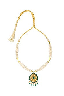 Gold Plated Green Onyx Long Necklace