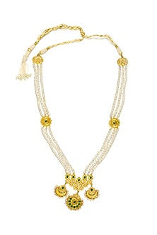 Gold Plated Pearl Beaded Long Necklace