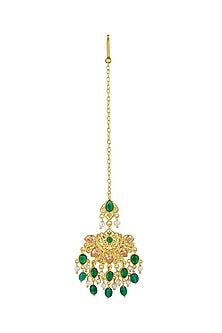 Gold Plated Green Onyx Maangtikka