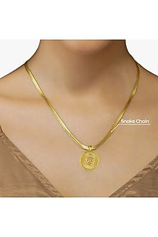 Gold Plated Snake & Moon Motif Coin Pendant Necklace
