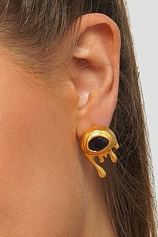 Gold Plated Amethyst Stud Earrings