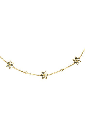 Gold Finish Mirror Polki & Freshwater Pearl Floral Mathapatti
