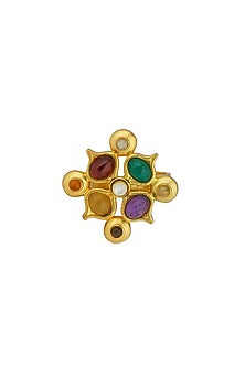 Gold Finish Navratna Stone Ring